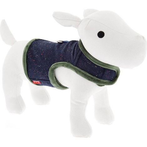 34-42 cm: Pettorina regolabile in cotone e velluto verde modello Tweed per cani
