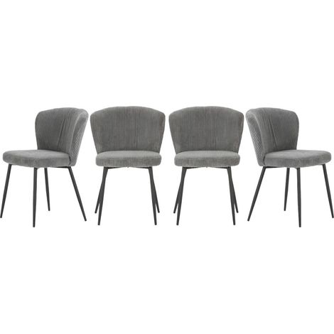 CALICOSY - Lot de 4 chaises en velours côtelé avec pieds en métal noir L47 cm - MEGAN (1/5)