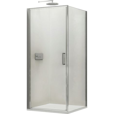 BERNSTEIN - Cabine de douche d'angle 90x100x195cm (LxPxH) verre 8mm, 1 porte battante 90cm, Profilé chrome - NT416 90 cm, 100 cm, Chrome