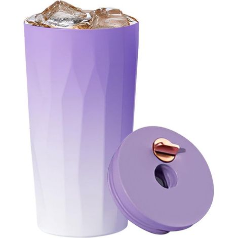 Auslaufsicherer Reisebecher, isolierter Reisebecher Automatischer Trinkhalmbecher aus Edelstahl Vakuum-Reisebecher, 18 x 7 cm (1/5)