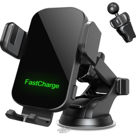 Soporte de teléfono para coche de 15 W por inducción, [sujeción automática] Cargador de inducción inalámbrico rápido para coche [ventosa militar], cargadores GPS compatibles con iPhone 16/15 Pro Max G (1/5)