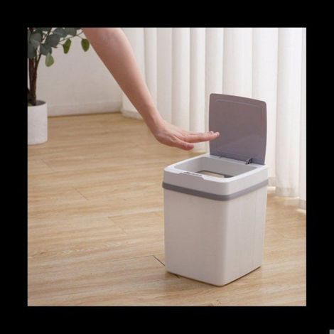 Poubelle Cuisine Salle de Wc Poubelle Poubelle Automatique Induction ÉTanche avec Couvercle 12L Blanc (1/5)