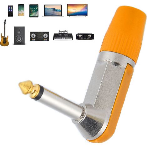 Fiche haut-parleur XLR coudée 6,35 mm, fiche haut-parleur XLR, connecteur microphone, fiche coudée 6,35 mm, orange. (1/5)