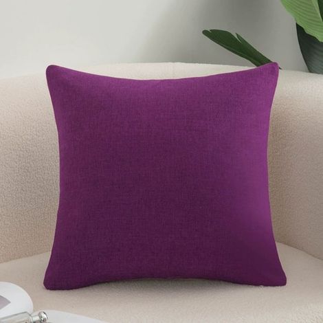 Lot de 2 housses de coussin pour canapé, housses douillettes en coton et lin pour canapé, canapé-lit, salon, maison, housses de coussin unies (60 x 60 cm) - Violet - 60 x 60 cm (1/5)