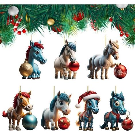 Pendentif Poney - Acrylique - 8x4,5 cm - Décoration de Noël