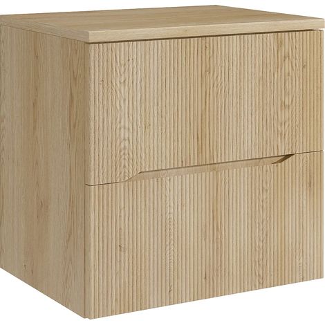 Mobile sotto lavabo sospeso scanalato con ripiano Naturale chiaro 60 cm - ORISO (1/4)