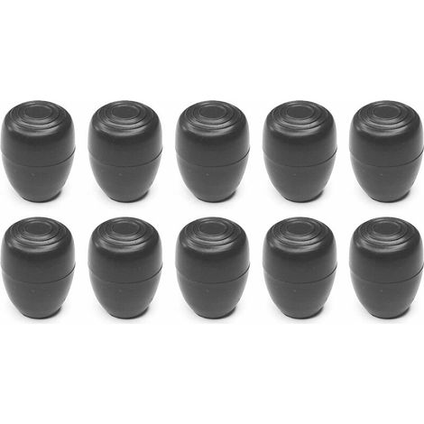 10x embout tube de chaise protection pied bouchon rond noir fond renforcé 7mm, diamètre 16mm (1/2)