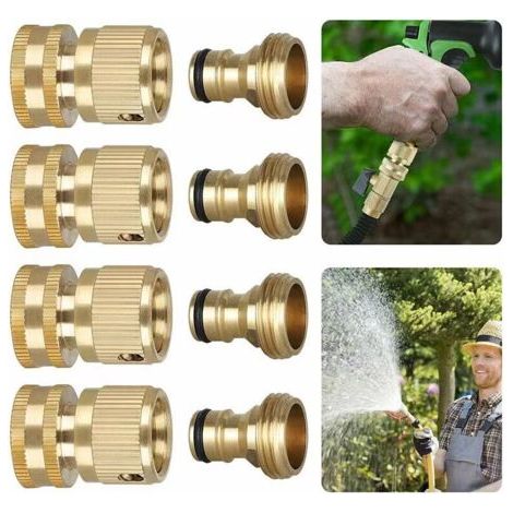 Set di 2 coppie di tubi da giardino 2 in 1, da 1/2" e 1,9 cm, connettore rapido in ottone 2 in 1, connettore rapido per tubo da giardino, kit di collegamento per cucina, giardino e uso esterno.