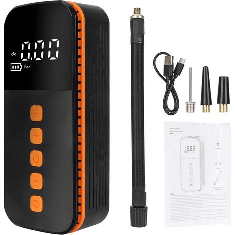 Gonfleur de pneus de voiture, pompe à pneus multifonctionnelle portable, accessoire universel pour voitures, vélos électriques et scooters. (1/5)