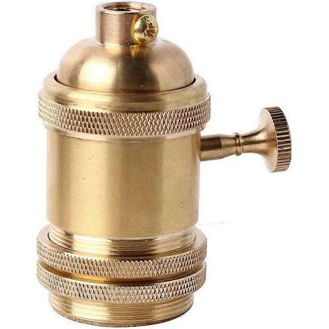 Douille avec interrupteur, en laiton et cuivre de style vintage. Compatible avec les ampoules Edison rétro E27. (1/5)