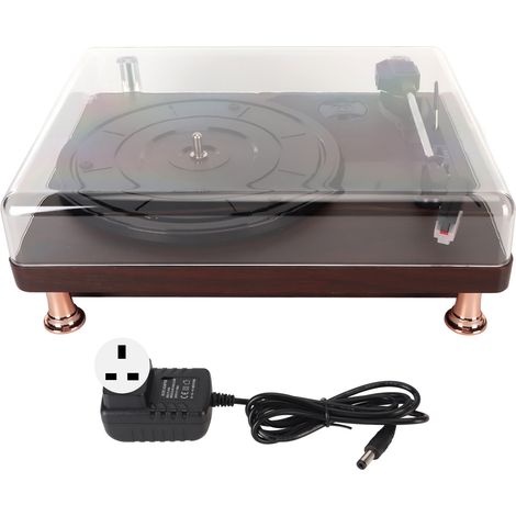 Tourne-disque vinyle 3 vitesses, haut-parleur stéréo intégré, platine vintage avec couvercle anti-poussière pour maison, 100-240V prise UK (1/5)