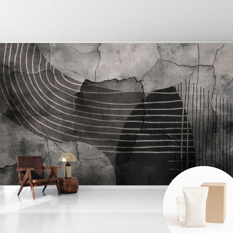 Papier peint intissé décoratif pour salon chambre et cuisine Facile à poser avec colle Lignes abstraites 416x254 cm (1/5)