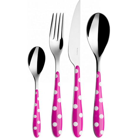 Set posate 24 pezzi in scatola Gallery Pois Fucsia Tinta unita Bugatti