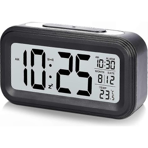 Réveil numérique LED de 4,3 pouces avec batterie de secours et fonction snooze facile à utiliser. (1/5)