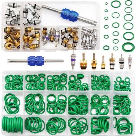 Reparaturset für Kfz-Klimaanlagen: O-Ringe und Ventileinsätze. Aus- und Einbauwerkzeug. Für R12 und R134a. Auch für Reifenventile geeignet. (1/4)