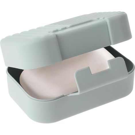Plastica piatto di sapone portatile con coperchio per la doccia, il bagno, la cucina, il campeggio, viaggi, escursionismo, palestra, blu (1/5)