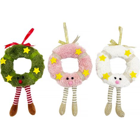 Conjunto de 3 adornos navideños de peluche para el árbol, con simpáticos elfos de pies colgantes. Regalo ideal para las fiestas. (1/5)