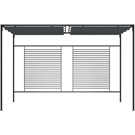 Tonnelle Barnum de Jardin, Pavillon, Pergola, Tente de jardin, avec auvent rétractable 4x3x2,3 m Anthracite 180 g/m² OIB7236E (1/5)