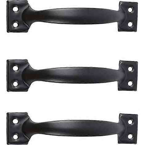 Lot de 3 poignées de porte de grange noires avec vis, poignées de portail, poignées de meuble vintage, poignées de porte de cabanon pour portes, armoires et penderies (1/5)