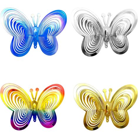 Set di 4 dissuasori per uccelli - Decorazione da giardino 3D cangiante con finitura riflettente UV per alberi, balconi e patii - 21,2 cm - Blu + Argento + Oro + Gradiente di colore (1/5)