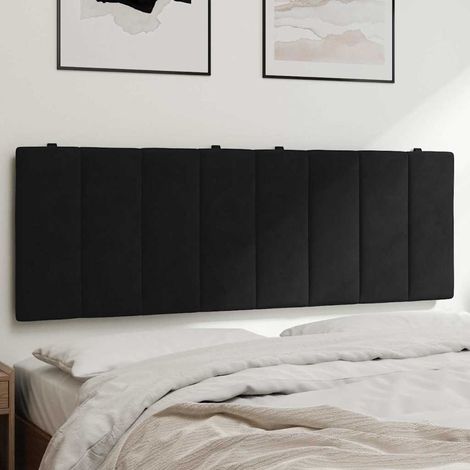 Coussin tête de lit 120 cm en velours noir avec mousse et fixation murale - PANGIVO (1/5)