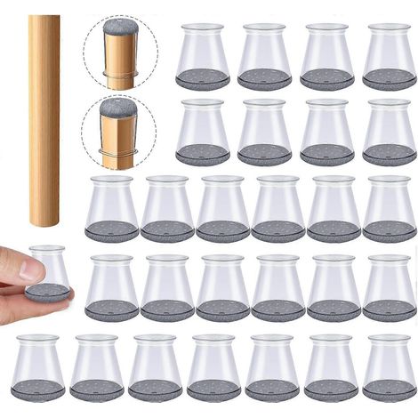 Lot de 32 protège-pieds de chaise pour parquets, en feutre de silicone. (1/5)