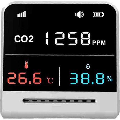 Infrarot-CO₂-Messgerät 5000 ppm, Innenraum-CO₂-Detektor mit großem LCD-Display, Luftqualitätsanalysator, Temperatur- und Feuchtigkeitsüberwachung
