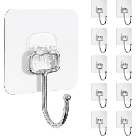 Lot de 10 crochets muraux adhésifs - 15 kg maximum (1/5)