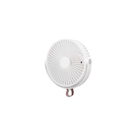 Wiederaufladbarer tragbarer elektrischer Ventilator mit USB-Anschluss, 3 Geschwindigkeitsstufen, 360°-Drehung und integriertem Nachtlicht für Campingausflüge im Schlafsaal. (1/5)
