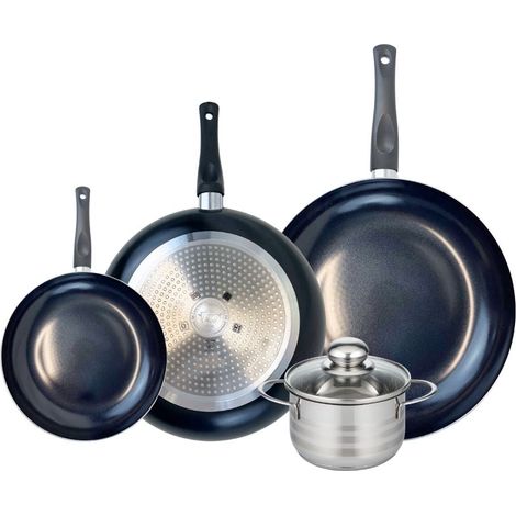 Ensemble de 3 Poêles de cuisson 20, 28 et 32 cm et 1 faitout 14 cm Elo Prima Brillant (1/5)