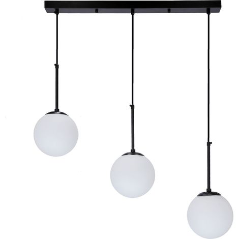 Suspension noire 3 globes blancs E27 Pompei Candellux (1/4)