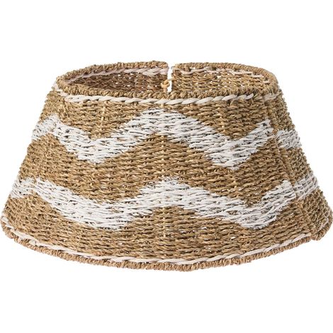 Jupe de Sapin de Noël en Algues Marines ⌀ 60 cm Rond Fait Main Naturel et Blanc Hiver