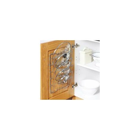 Aufbewahrungsgestell für 5 Topfdeckel – Maße 43 x 28 cm – Robuste Metallkonstruktion – Einfache Montage mit Befestigungsmaterial – Crezuo
