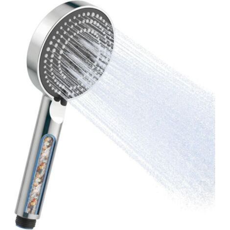 Pommeau de Douche avec Filtre, 100 mm Pomme de Douche avec 6 Modes de Jet, Pommeau Douche Anti Calcaire, Douchette Economie d'eau, Facile à Nettoyer, Chrome (1/5)