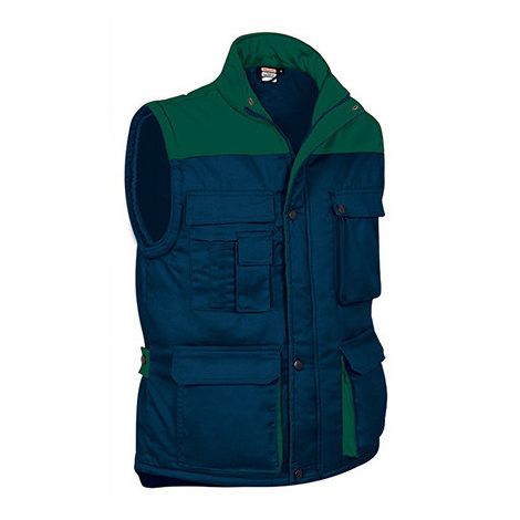 Chaleco multibolsillos en colores combinados VALENTO Thunder M Azul marino orión/Verde botella