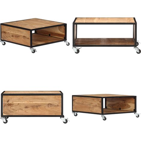Table basse 70x70x32 cm Bois solide d'acacia - Table d'appoint bois - Meuble en bois massif (1/5)