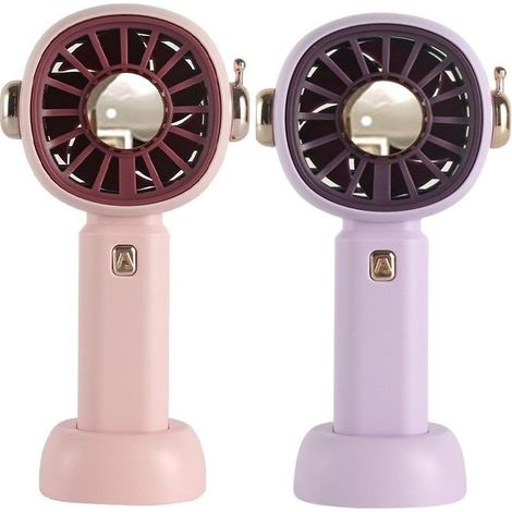 FGNS. (2 Pieces) Handheld Fan with Stand, Pocket Fan with 3 Speeds, Lithium Battery Portable Fan, Mini USB Rechargeable Fan, Personal Battery Powered Fan for Office, Outdoors, School, Work, Camping, e (1/5)