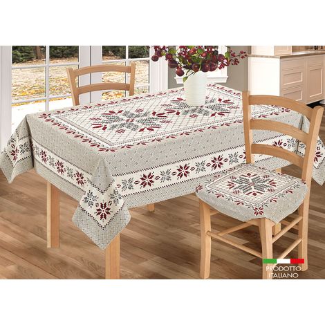 Tovaglia Copritavolo Centrino Runner Tavola Tirolese Montagna Baita Tricot, misura140x140coloreTricot (1/4)