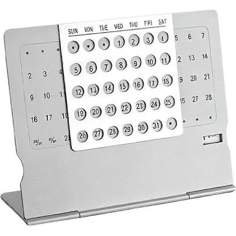 Calendario perpetuo ultraligero de escritorio, aleación de aluminio, minimalista, ajustable, mensual y reutilizable. (1/5)