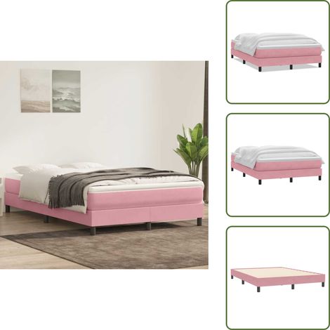Materasso rosa - vidaXL Giroletto a Molle con Materasso Rosa 160x210 cm in Velluto - Materasso in velluto