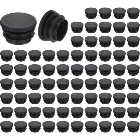 76 embouts ronds pour tubes Noirs Plastique PE Protection antidérapante Pour pieds de meubles et (1/5)