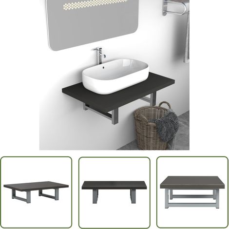 The Living Store Meuble de salle de bain Gris 60x40x16,3 cm - Étagère Salle De Bain - Meuble Salle De Bain - Rangement Salle De Bain - Étagère Murale - Stockage Salle De Bain (1/5)