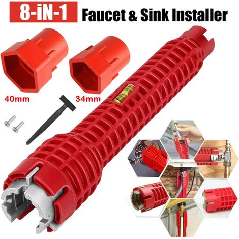 Llave de grifo de fregadero antideslizante multifuncional en 1, llave de reparación de doble cabezal, herramientas de plomería para calentador de agua, juego de herramientas para baño