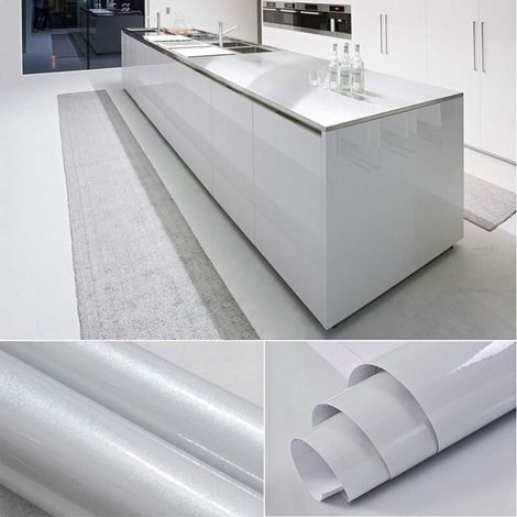 Papier peint autocollant PVC résistant à l'huile pour meubles 60 cm x 5 m, papier peint épais pour plans de travail de cuisine, Gris (1/5)