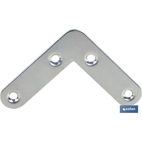 Pack de 40 unités d'équerres plates 40 mm en acier galvanisé