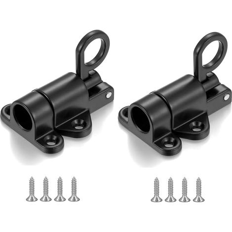 2pcs Aluminum Alloy Automatic Door Lock with Screw, Security Spring Lock, for Cabinet Doors, Garden Gates, Pet Cages, Black (1/5)
