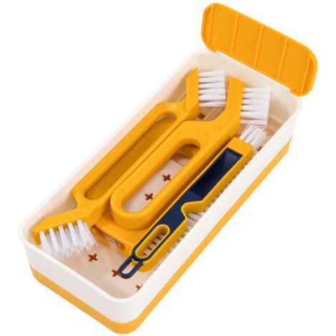 Pair Set de 4 brosses de nettoyage pour fentes – Jaune – Pour joints, coins et rainures (cuisine/maison)
