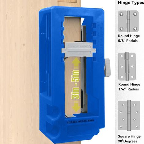 Lot de 2 gabarits ajustables pour charnières – Guide de fraisage de précision pour paumelles – Outil de défonceuse adapté aux portes bois (1/5)