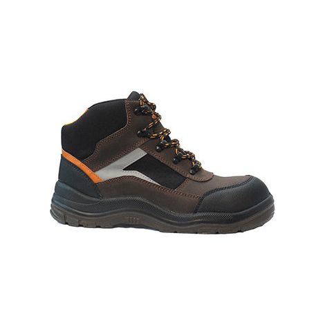Sicherheitsschuhe Hochschaft, Leder-, Nubuk- und Cordura-Obermaterial, Mesh-3D-Futter, PU-Sohle, Stahlkappe und -sohle. ISO 203