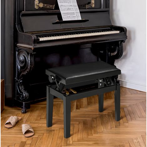 Klavierhocker höhenverstellbar Kunstleder 63x33x45-56 cm OKMYHOME (1/4)